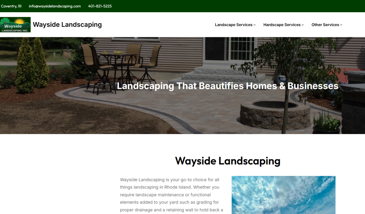 Wayside Landscaping website screenshot